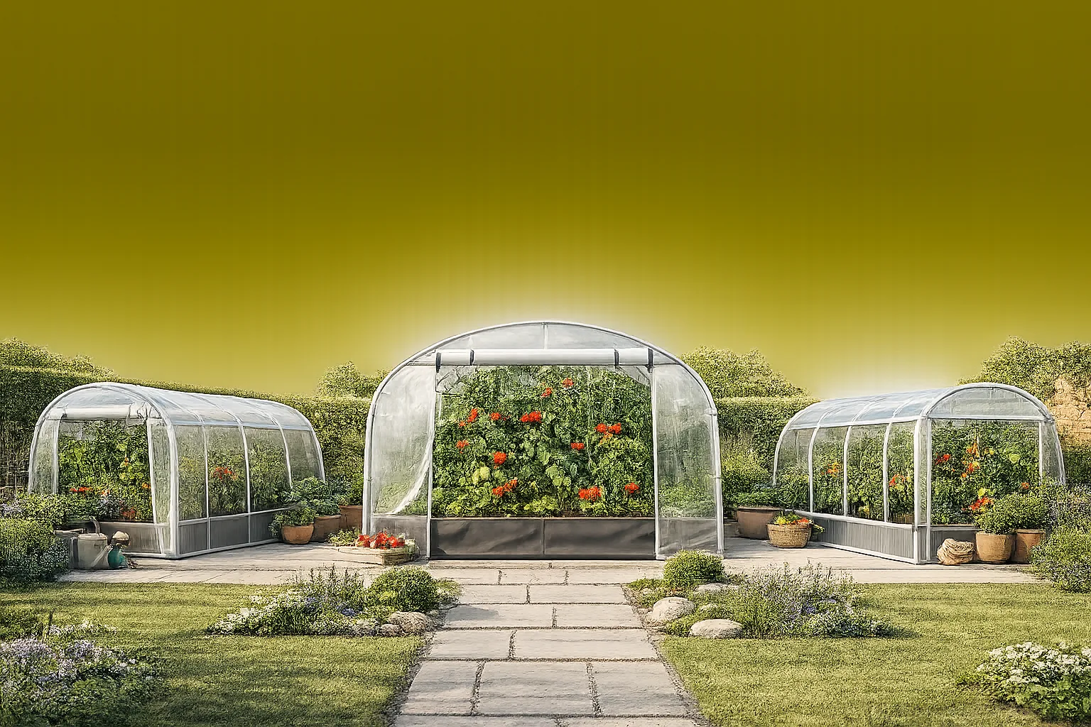 Folien-Gewächshäuser im Garten