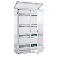 Beckmann Aussaat- & Anzuchthaus für Balkon & Terrasse – Premium Mini-Gewächshaus (87x44x140 cm) – Stabiles Alu-Pflanzenregal mit 6 mm Stegdoppelplatten & UV-Schutz – Inkl. Saatschalen & Belüftung - Thumbnail 1