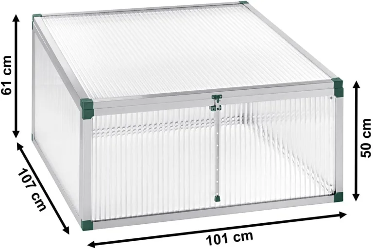 Beckmann FT3G1P Frühbeet Typ Allgäu Modell 3 Größe 1– Extrem Stabil: Hagelfeste 16mm Platten – Made in Germany – UV-Schutz—Premium Aluminium Mini-Gewächshaus – 101x107 cm – Bild 7