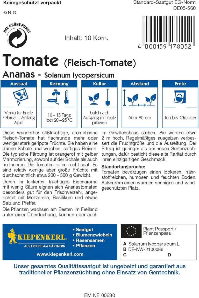 Tomaten (Fleischtomaten) Ananas, herrlich süßfruchtige Fleischtomate für geschütze Standorte im Freiland und das Gewächshaus – Bild 2