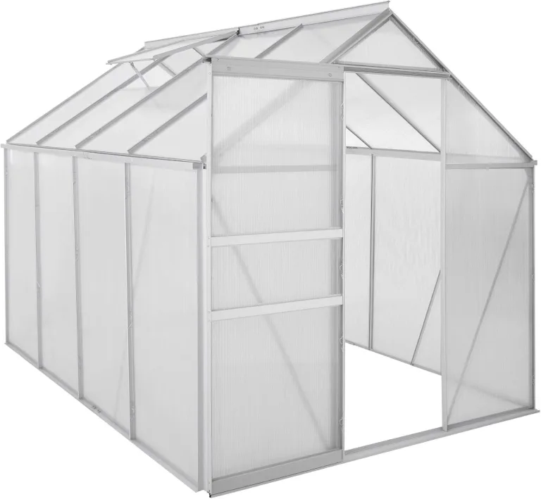 Zelsius Aluminium Gewächshaus 250 x 190 cm | 4 mm Hohlkammerplatten, UV-beständig, Winterfest | Treibhaus, Pflanzenhaus, Tomatenhaus, Frühbeet, Anbau Gewächshaus, Tomatengewächshaus, Gartenhaus – Bild 1