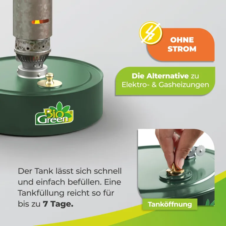 BioGreen Paraffin-Gewächshaus-Heizung WARMAX POWER 4 | max. 300 Watt Heizleistung | für Gewächshäuser bis 4 m² | bis zu 7 Tage Brenndauer/Füllung – Bild 4