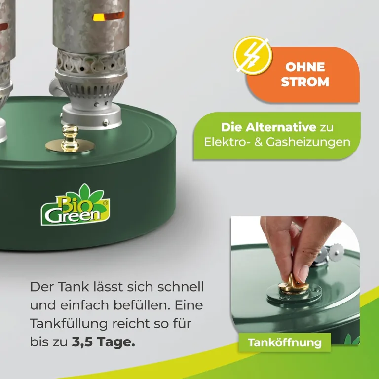 BioGreen Paraffin-Gewächshaus-Heizung WARMAX Power 5 | max. 600 Watt Heizleistung | für Gewächshäuser bis 5 m² | bis zu 3,5 Tage Brenndauer/Füllung – Bild 4