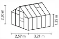 Vitavia Gewächshaus Merkur - Ausführung:8300 ESG 3 mm Grün, Fläche:ca. 8,3 m², Fenster:2, Maße:257 x 321 cm, Sockel:255 x 317 cm, - Thumbnail 2