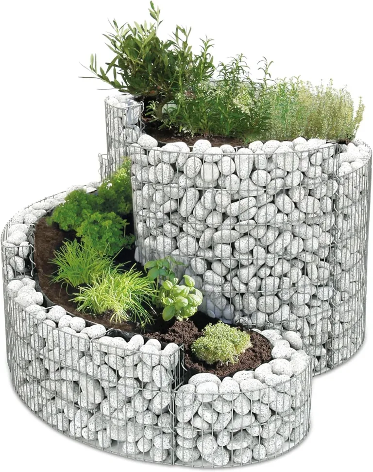 bellissa – Gabionen Kräuterspirale verzinkt 200x150x80cm - Kräuterschnecke Bausatz - Hochbeet Pflanzring für Kräuter & Gemüse mit Trennfolie - Witterungsbeständig & langlebig - Für Garten & Terrasse – Bild 1