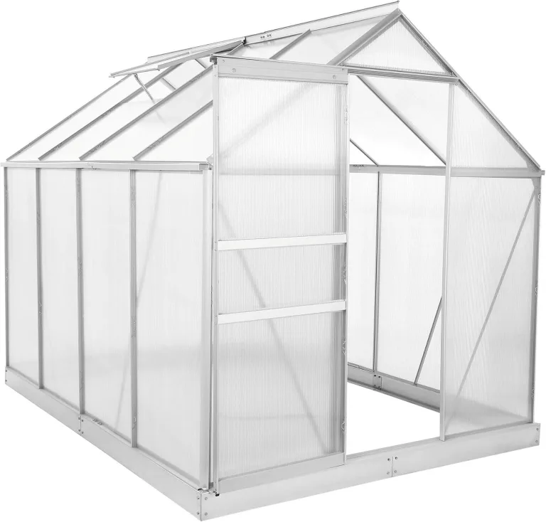 Zelsius Aluminium Gewächshaus mit Fundament 250 x 190 cm | 4 mm Hohlkammerplatten, UV-beständig, Winterfest | Treibhaus, Pflanzenhaus, Tomatenhaus, Frühbeet, Anbau Gewächshaus, Tomatengewächshaus – Bild 1