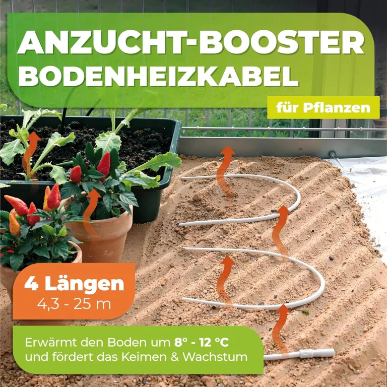 Bio Green Bodenheizkabel für die Anzucht | 6 m Heizkabel für Pflanzen | wasserdichtes Erdwärmekabel fürs Gewächshaus & Frühbeet | Wurzelheizung – Bild 2