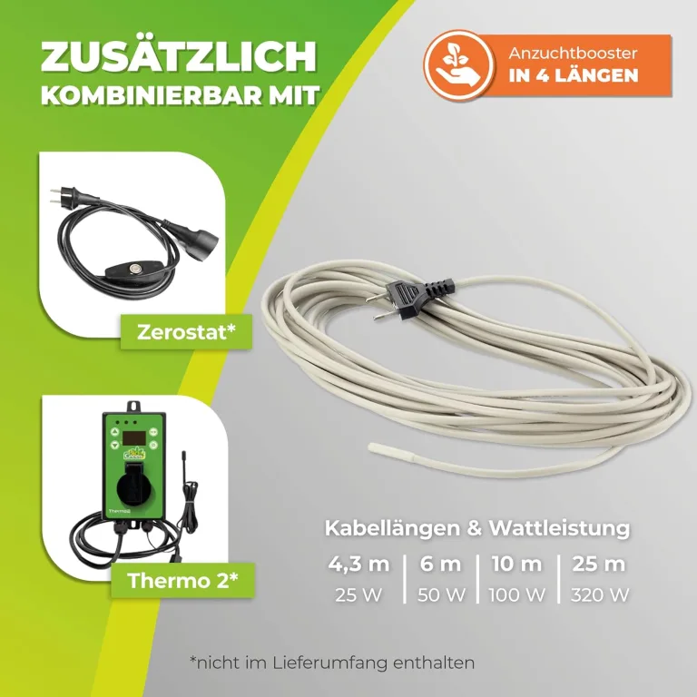 Bio Green Bodenheizkabel für die Anzucht | 6 m Heizkabel für Pflanzen | wasserdichtes Erdwärmekabel fürs Gewächshaus & Frühbeet | Wurzelheizung – Bild 5