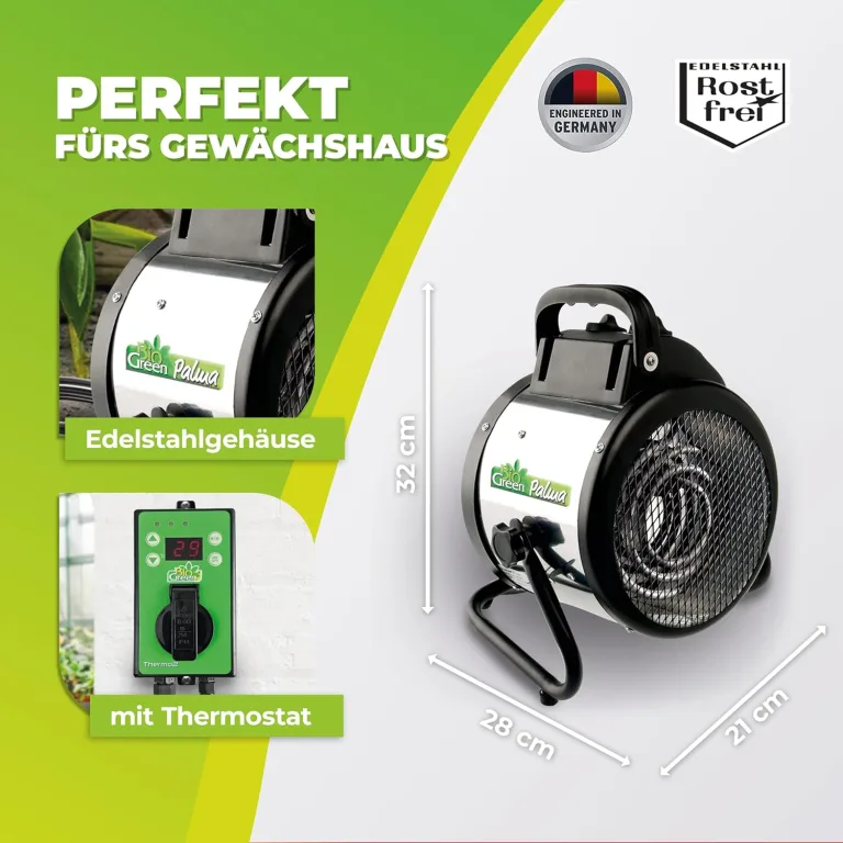 Bio Green Palma digital • Frostwächter • elektrische Gewächshausheizung • 2000 Watt [VIDEO] – Bild 2