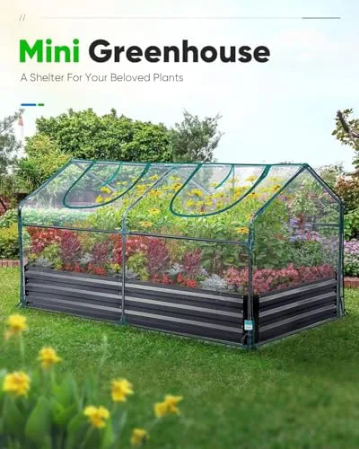 Quictent Mini-Gewächshaus, wasserdicht, UV-geschützt, verstärkt, grünes Gewächshaus, 50 Stück T-Typ-Pflanzenanhänger Lieferumfang: 180.3x91.4x91.4 cm – Bild 9