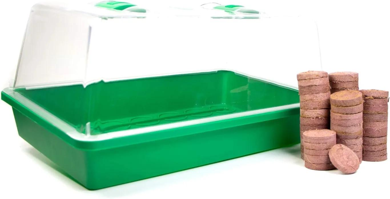 mgc24 Zimmergewächshaus Greenhouse Anzuchtset - Anzuchtschale mit Deckel und Belüftung - Komplettset mit 50 Quelltabs - Bild 1
