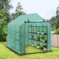 homcom Foliengewächshaus Treibhaus Tomatenhaus Pflanzenhaus mit Regalböden 4,4m² - Thumbnail 2