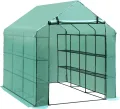 homcom Foliengewächshaus Treibhaus Tomatenhaus Pflanzenhaus mit Regalböden 4,4m² - Thumbnail 1