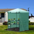 Outsunny Foliengewächshaus Tomatenhaus Pflanzenhaus mit 5 Regalen (Sechseck-Form) - Thumbnail 2