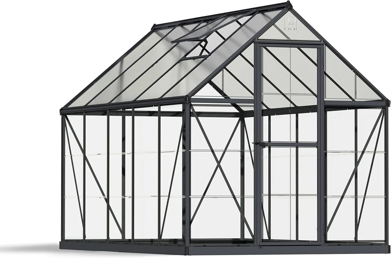 Palram Aluminium GewächsHaus Gartenhaus Hybrid 6x10 anthrazit /310x185x209 cm (LxBxH),Grau - Bild 1
