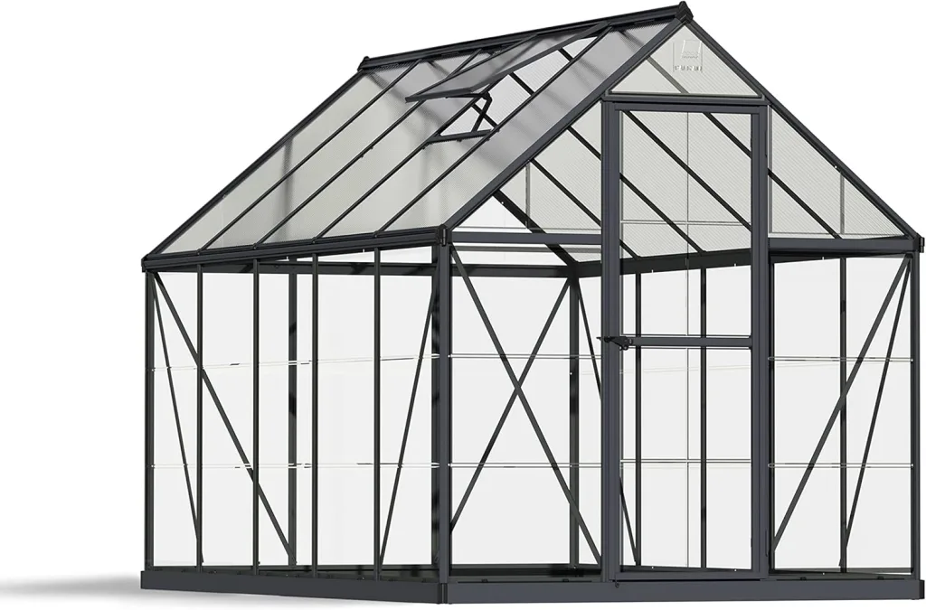 Palram Aluminium GewächsHaus Gartenhaus Hybrid 6x10 anthrazit /310x185x209 cm (LxBxH),Grau