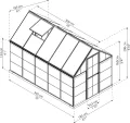 Palram Aluminium GewächsHaus Gartenhaus Hybrid 6x10 anthrazit /310x185x209 cm (LxBxH),Grau - Thumbnail 7