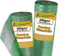 Reißfeste Gewächshaus-Folie Gitterfolie mit Nagelrand von Aquagart I UV-Stabile Folie für Tomatenhaus Frühbeetfolie I Gewebefolie Gartenfolie Grün 250g (5m, grün/transparent 4,0m breit) - Thumbnail 1
