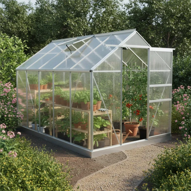Zelsius Aluminium Gewächshaus 310 x 190 cm | 6 mm Hohlkammerplatten, UV-beständig, Winterfest | Treibhaus, Pflanzenhaus, Tomatenhaus, Frühbeet, Anbau Gewächshaus, Tomatengewächshaus, Gartenhaus – Bild 2