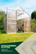 Hohlkammerplatten für Gewächshaus 60,5 x 60,2 cm - Polycarbonatplatten, Kunststoffplatten 4mm, Wetterfeste Gewächshausplatten, Polycarbonat Stegplatten, Transparentes & UV-beständige Wellplattendach - Thumbnail 4