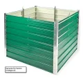DEMA Metall Hochbeet Rosendaal 1x1x0,8 m - Gartenbeet, Gemüsebeet, Pflanzbeet - Grün, Holzoptik, Langlebig, Verzinkt - Für Garten, Balkon, Terrasse - Thumbnail 10