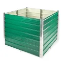 DEMA Metall Hochbeet Rosendaal 1x1x0,8 m - Gartenbeet, Gemüsebeet, Pflanzbeet - Grün, Holzoptik, Langlebig, Verzinkt - Für Garten, Balkon, Terrasse - Thumbnail 1