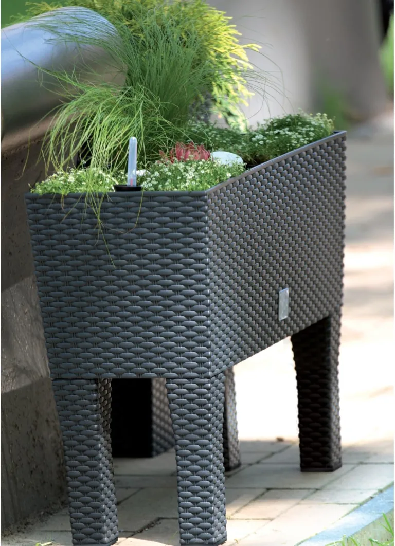 Prosperplast Blumenkasten Rato Case High inkl. Bewässerung und abnehmbaren Beinen, Anthrazit, 25 x 60 x 46 cm, ideal für Innen- & Außenbereich – Bild 4