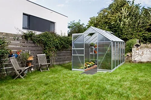Gewächshaus Apollo - Ausführung: 6200 HKP 4 mm Alu, Fläche: ca. 6,2 m², mit 2 Dachfenster, Sockel: 194 x 326 cm – Bild 2