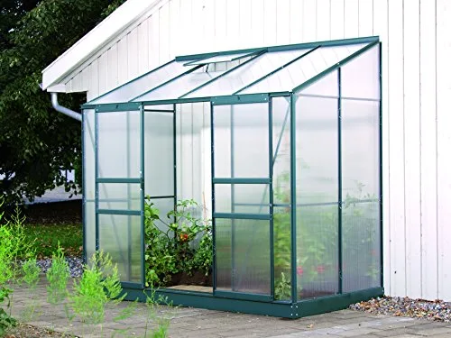 Gartenwelt Riegelsberger Anlehngewächshaus Ida - Ausführung: 3300 HKP 4 mm dunkelgrün, Fläche: ca. 3,3 m², mit 1 Dachfenster, Sockelmaß: 1,28 x 2,54 m – Bild 3