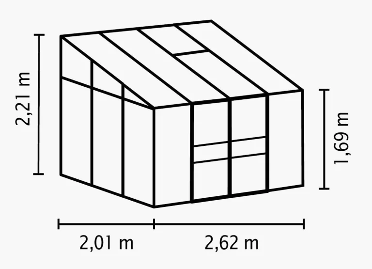 Gartenwelt Riegelsberger Anlehngewächshaus Ida - Ausführung: 5200 HKP 4 mm Alu, Fläche: ca. 5,2 m², mit 1 Dachfenster, Sockelmaß: 1,90 x 2,54 m – Bild 2