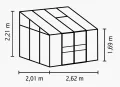 Gartenwelt Riegelsberger Anlehngewächshaus Ida - Ausführung: 5200 HKP 4 mm dunkelgrün, Fläche: ca. 5,2 m², mit 1 Dachfenster, Sockelmaß: 1,90 x 2,54 m - Thumbnail 2