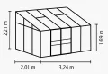 Gartenwelt Riegelsberger Anlehngewächshaus Ida - Ausführung: 6500 HKP 4 mm Alu, Fläche: ca. 6,5 m², mit 2 Dachfenster, Sockelmaß: 1,90 x 3,17 m - Thumbnail 2