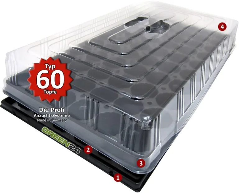 GREEN24 Hydroponik 60 Zimmer-Gewächshaus Profi XL mit automatischer Bewässerung für die Anzucht Zimmer Treibhaus mit Wanne + Kapillarsystem + Topfplatte + Haube – Bild 1