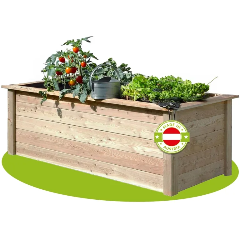 4betterdays.com Hochbeet aus Massivholz regionaler Gebirgslärche - inkl. Noppenfolie und Wühlmausgitter - Made in Austria - Hochbeet Holz inkl. Frühbeetaufsatz 206x92x80cm – Bild 7