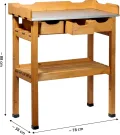 dobar® 29030e Pflanztisch mit 3 Schubladen | Gärtnertisch mit Ablageboden | Umtopftisch Kiefernholz | Blumentisch Massivholz | Gartentisch Outdoor | Verzinkte Arbeitsplatte | 80 x 40 x 90 cm | Braun - Thumbnail 2