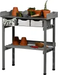 dobar® 29030e Pflanztisch mit 3 Schubladen | Gärtnertisch mit Ablageboden | Umtopftisch Kiefernholz | Blumentisch Massivholz | Gartentisch Outdoor | Verzinkte Arbeitsplatte | 80 x 40 x 90 cm | Braun - Thumbnail 8