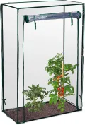 Relaxdays Tomatengewächshaus, Garten, Balkon, Foliengewächshaus Tomaten, HBT 150x100x50cm, Stahl, PVC-Folie, transparent - Thumbnail 1