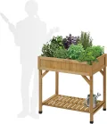 VegTrug® Kräuter Hochbeet - platzsparender Pflanzkasten für Balkon & Terrasse inkl. 8 Pflanztaschen - Frühbeet Kräutergarten 55 L Fassungsvermögen - Natur 78x58x80 cm - Thumbnail 2