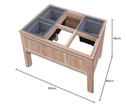 Gartenwelt Riegelsberger Hochbeet 100x69x80 cm Lärche mit 6 Pflanzkasteneinsätzen Kräuterbeet Pflanzbeet Gemüsebeet – Bild 6