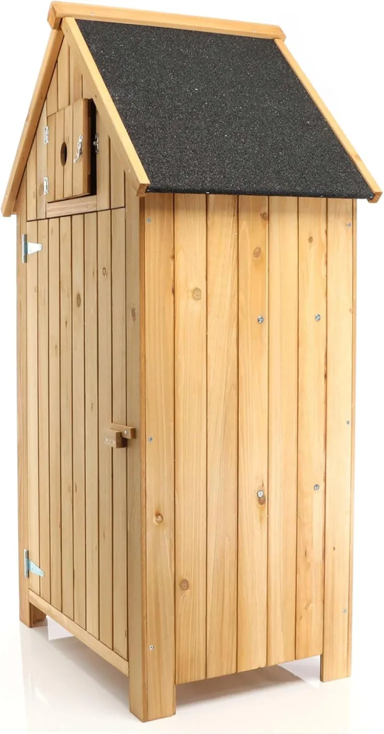 Wiltec Gartenhaus schmal aus Fichtenholz mit Bitumendach 770x540x1370mm für Garten, Terrasse & Balkon Gerätehaus Geräteschuppen Holzhaus Werkzeugschrank – Bild 7
