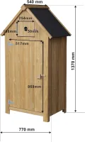Wiltec Gartenhaus schmal aus Fichtenholz mit Bitumendach 770x540x1370mm für Garten, Terrasse & Balkon Gerätehaus Geräteschuppen Holzhaus Werkzeugschrank - Thumbnail 4
