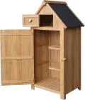 Wiltec Gartenhaus schmal aus Fichtenholz mit Bitumendach 770x540x1370mm für Garten, Terrasse & Balkon Gerätehaus Geräteschuppen Holzhaus Werkzeugschrank - Thumbnail 1