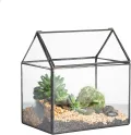 NCYP 15,5x11x16 cm Kleines Geometrisches Terrarium, Haus-Form, Glas, schließbar, Gewächshäuschen für Sukkulenten Moos Farn, mit Klappdeckel (ohne Pflanzen) - Thumbnail 1