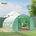 Outsunny Foliengewächshaus Tomatengewächshaus Treibhaus Folientunnel Frühbeet mit Fenster Grün 595 x 300 x 200 cm - Thumbnail 2