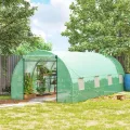 Outsunny Foliengewächshaus Tomatengewächshaus Treibhaus Folientunnel Frühbeet mit Fenster Grün 595 x 300 x 200 cm - Thumbnail 8
