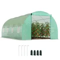 Outsunny Foliengewächshaus Tomatengewächshaus Treibhaus Folientunnel Frühbeet mit Fenster Grün 595 x 300 x 200 cm - Thumbnail 1