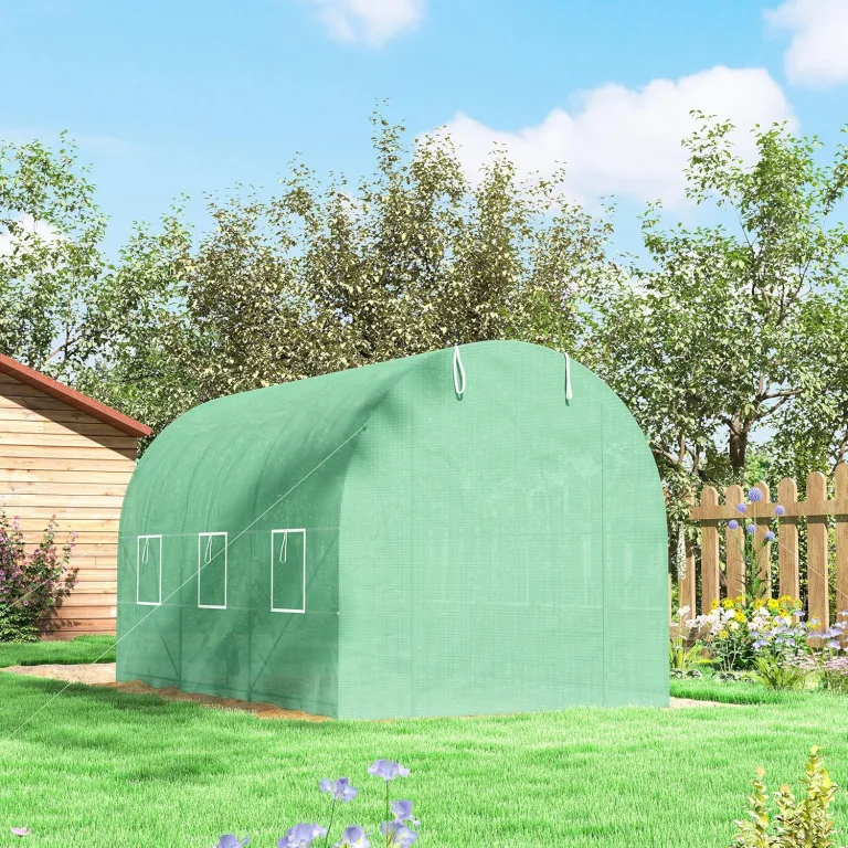 Outsunny Foliengewächshaus Tomatenhaus Pflanzenhaus mit 6 Fenstern 7m² – Bild 8