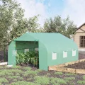 Outsunny Folien Gewächshaus Foliengewächshaus Treibhaus Frühbeet Pflanzenhaus Tomatenhaus Giebeldach 350L × 300B × 200H cm - Thumbnail 2