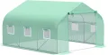 Outsunny Folien Gewächshaus Foliengewächshaus Treibhaus Frühbeet Pflanzenhaus Tomatenhaus Giebeldach 350L × 300B × 200H cm - Thumbnail 1