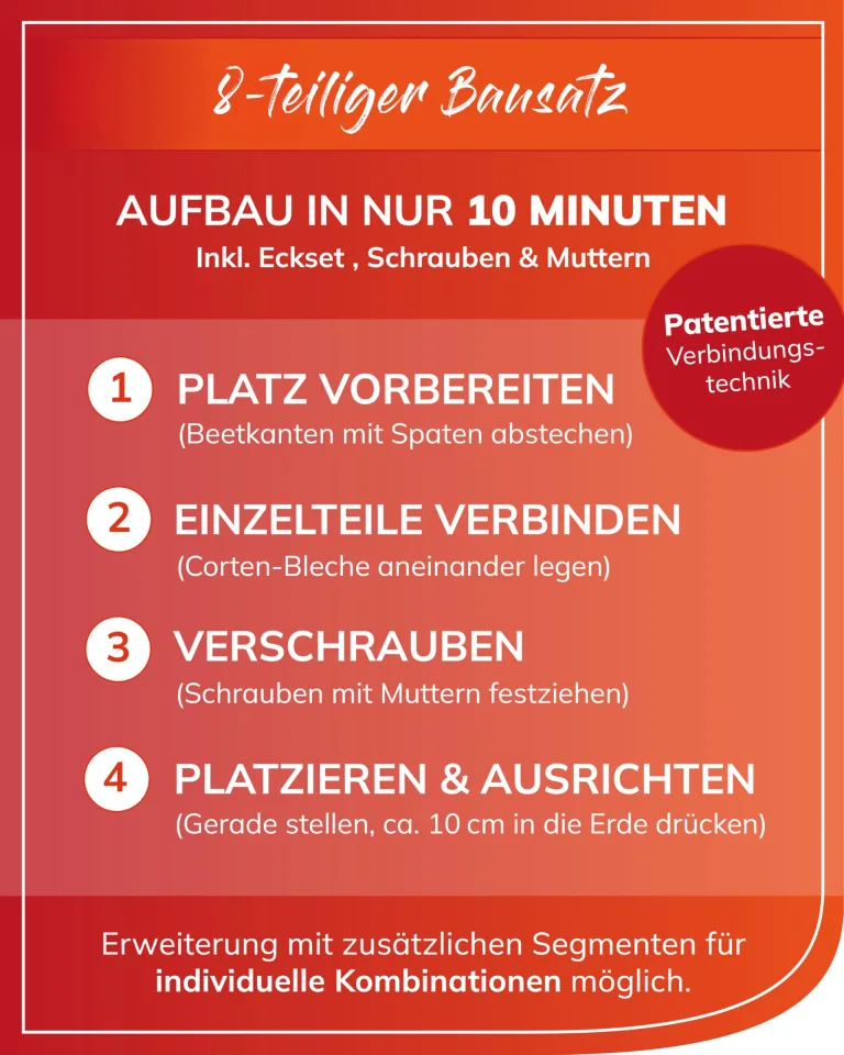 bellissa - Hochbeet Metall PANNELLO – großer modularer Cortenstahl Pflanzkübel (116 x 44 x 80 cm) – wetterfest & erweiterbar mit natürlicher Rostpatina – für Kräuter und Gemüse in Garten & Terrasse – Bild 5